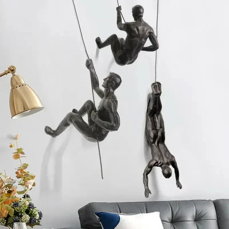 Climbing Man Wall Sculpture Set