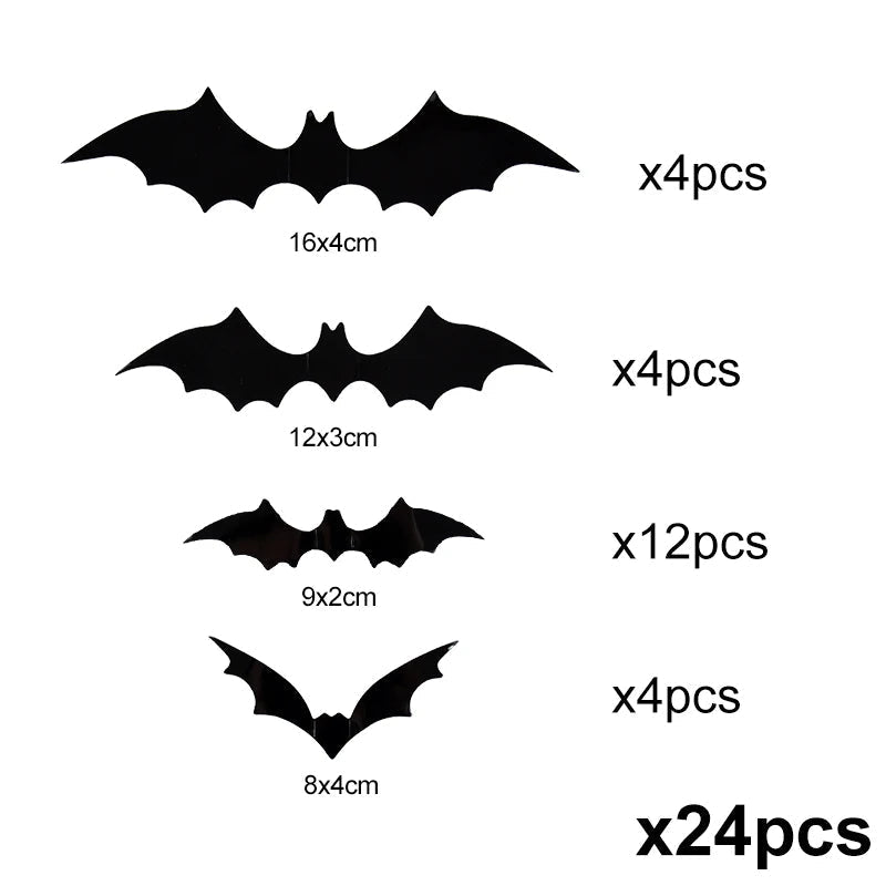 24 piece pack of lifelike 3D Halloween bat wall decor