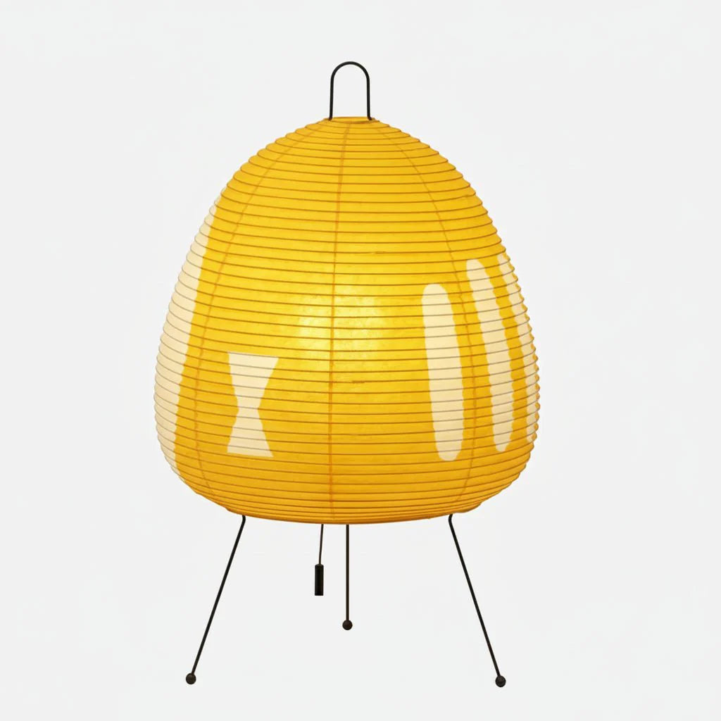 LUMIRICE - Elegant Table Lamp Made of Rice Paper in Japanese Design - Yellow
