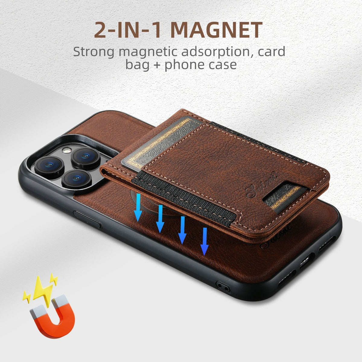 Leather MagSafe Phone Case with Magnetic Card Holder | Fits 13 iPhone Models up to 15 Pro Max | Stand Function, 4 Colors