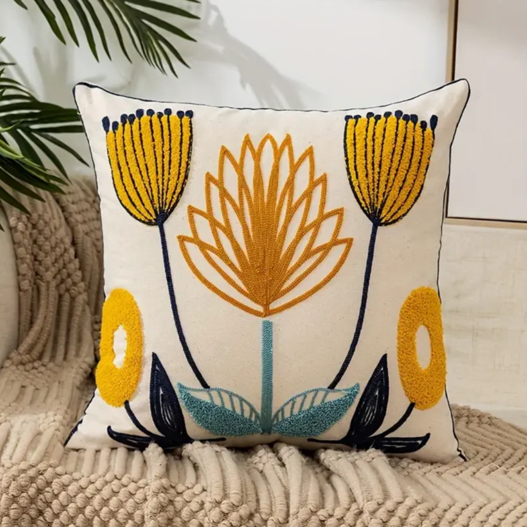 Floral Throw Pillow 45x45cm Cotton Polyester