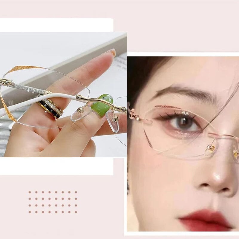 Rimless Reading Glasses with a 95% Blue Light Filter | Lightweight 18g Metal Frame in Gold or Silver