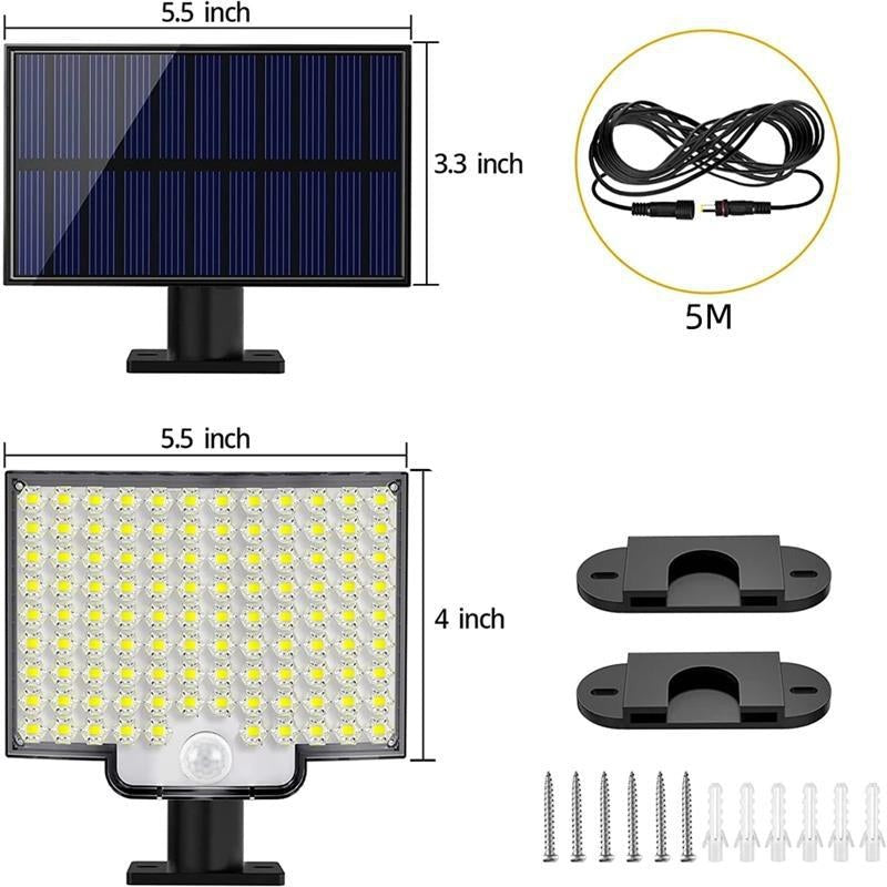 Solar LED Outdoor Lamp with Motion Sensor and 3 Modes | Exterior Wall Sconce Light Fixtures for Gardens and Driveways