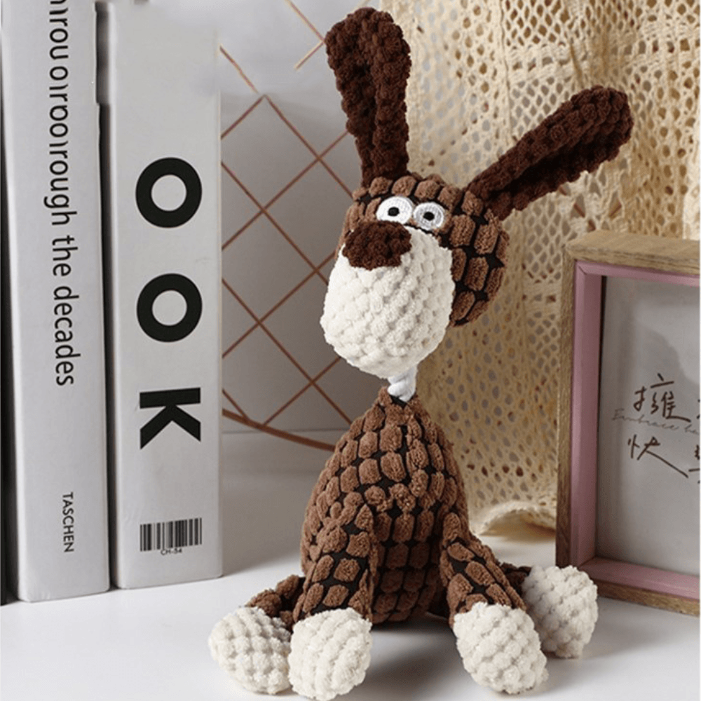 Plush Dog Chew Toys in Animal Shapes for Tug or Fetch | Tough Textured Fabric That Stands Up to Pulling | Six Characters