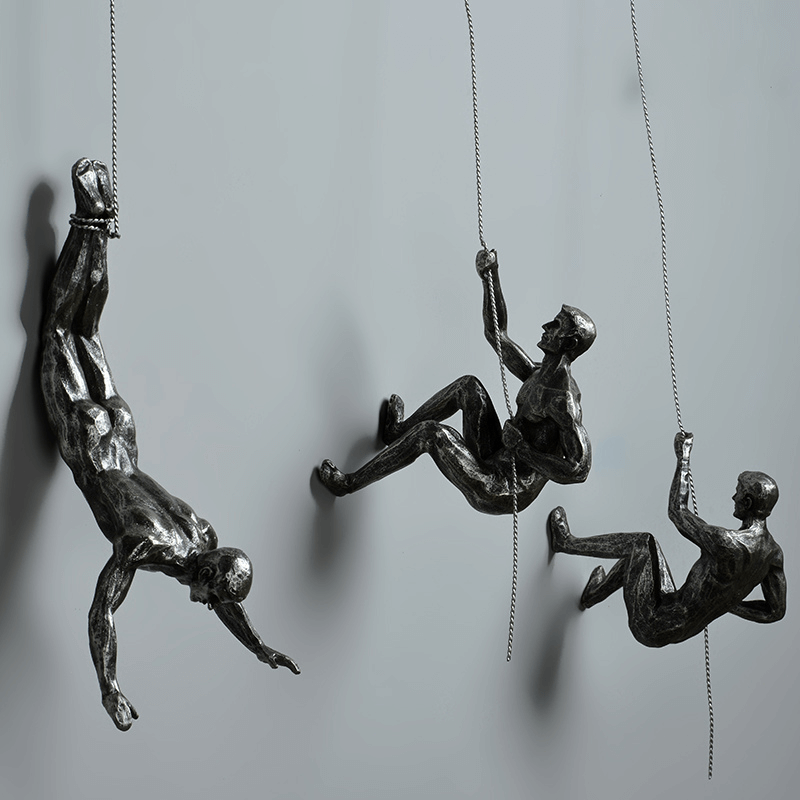 Climbing Man Wall Sculpture Set