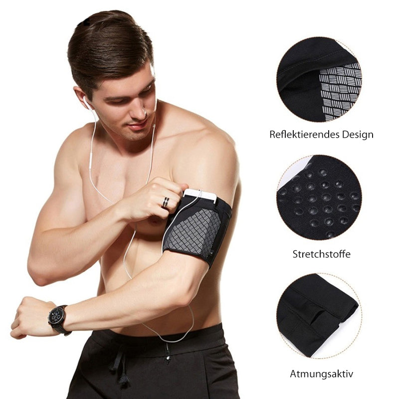 Running Armband Phone Pouch for Keys and Cards | Stretch Sleeve with a Side Opening | Wear on the Arm or Wrist in S to L