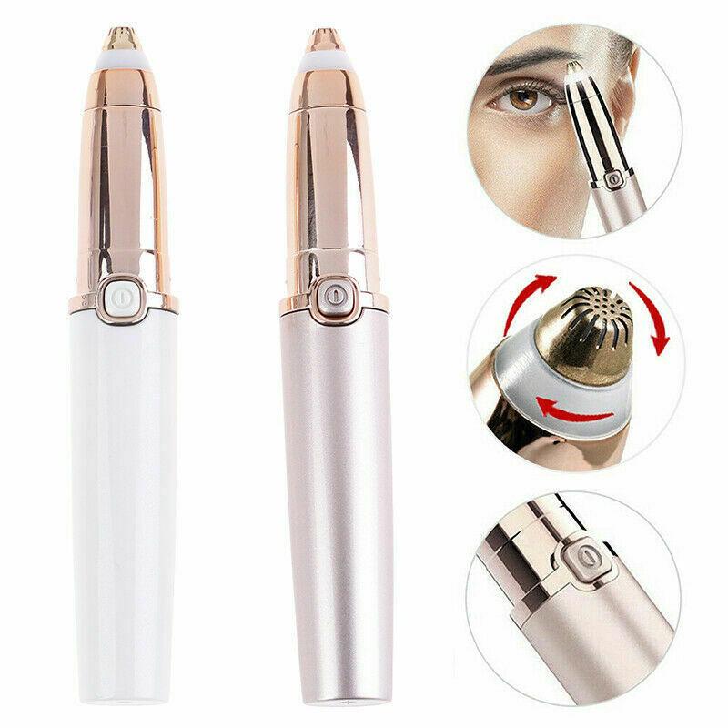Electric Eyebrow Shaper for Women | Facial Hair Trimmer with Built In Light | Rose Gold Pen Design