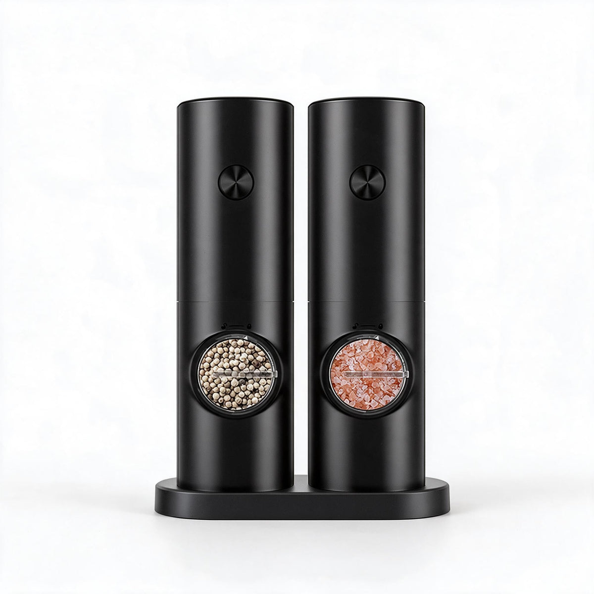 Electric Salt and Pepper Grinder Set with Holder and Brush | Adjustable Coarseness, Battery Powered | Kitchen Gadgets