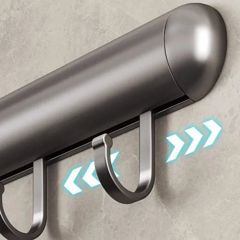 Kitchen Organizers Hook Rail, 30 or 50 cm in Aluminum | Mounts on the Wall Without Marks | Water and Rust Resistant, Gray