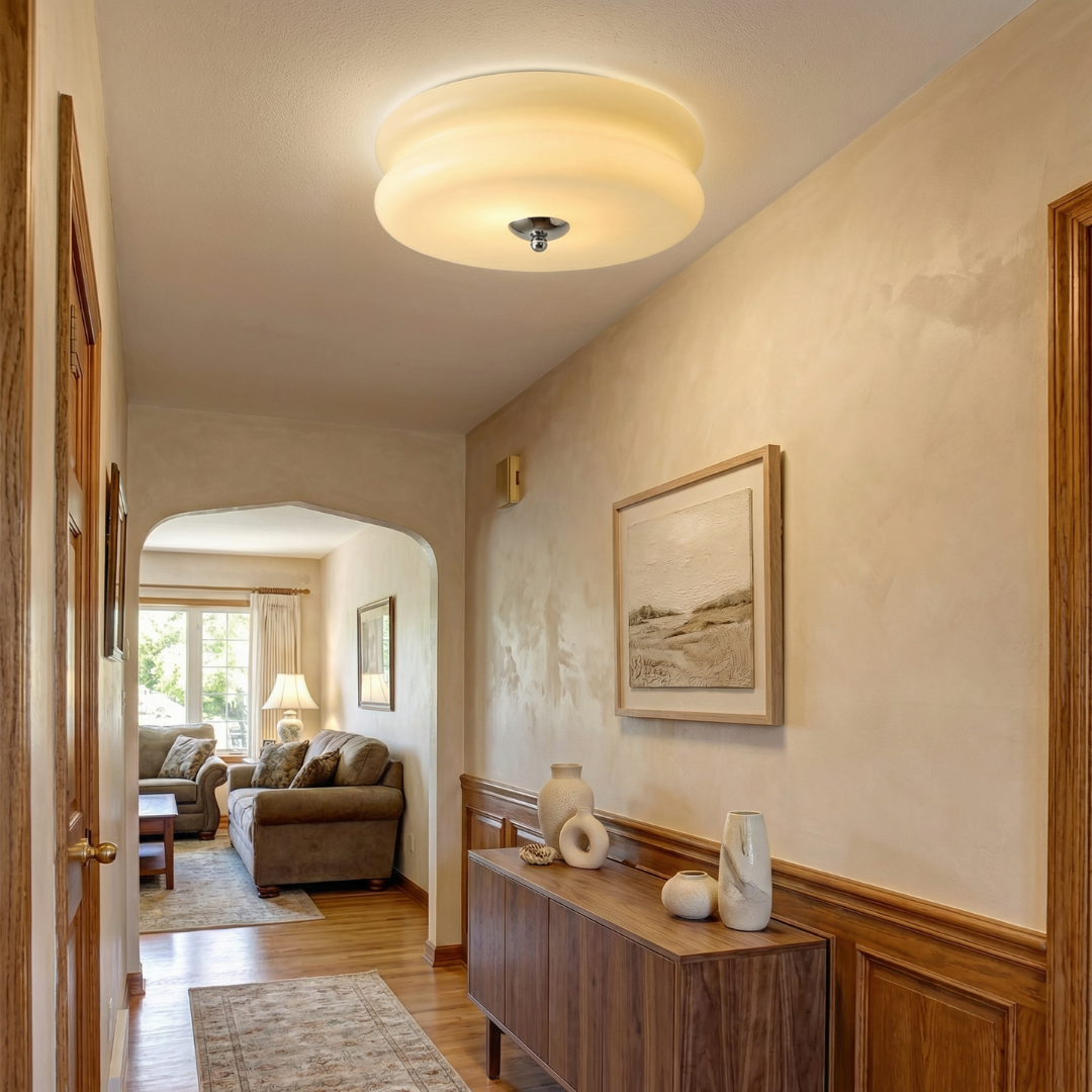 Vintage Glass Ceiling Light LED Gold Chrome