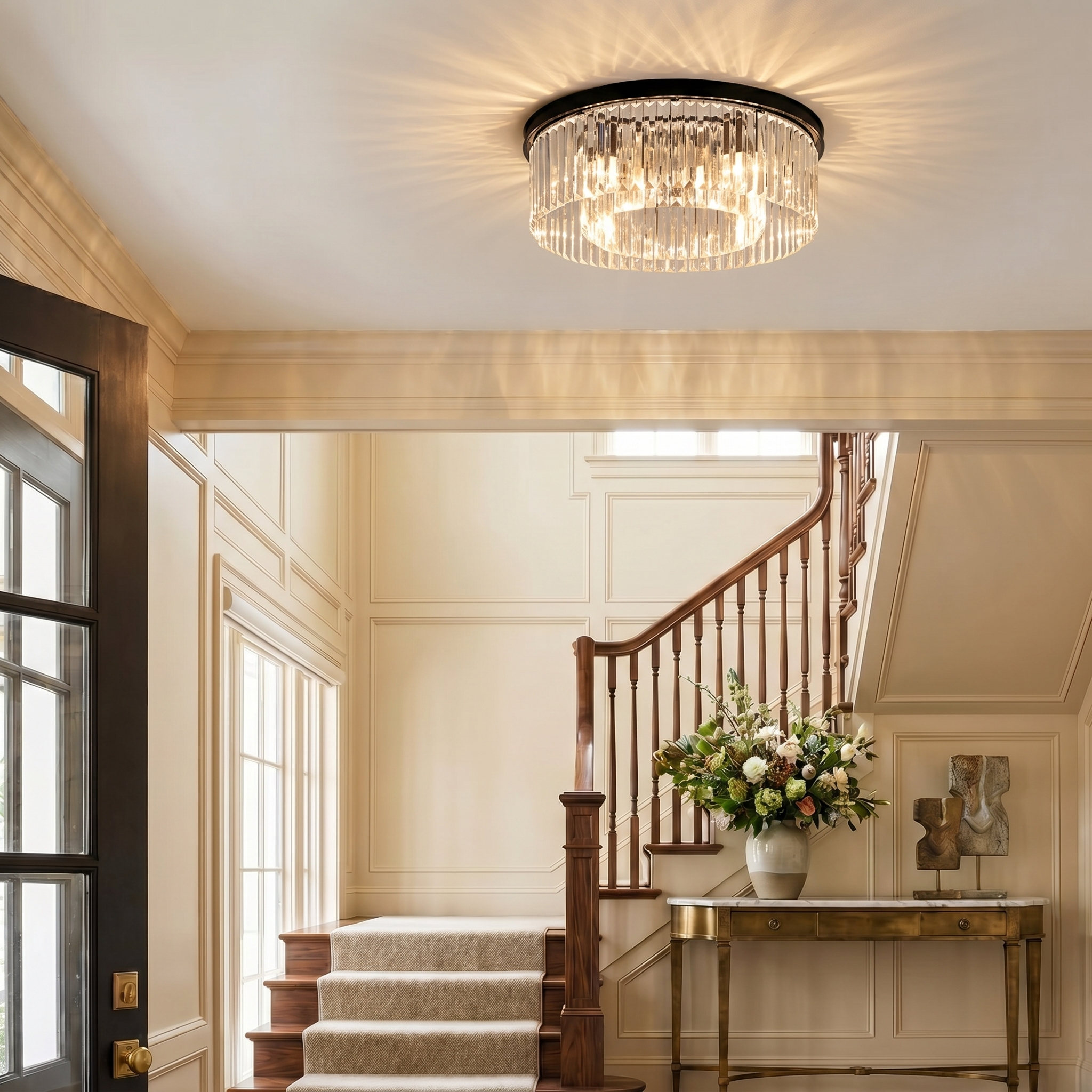 Ribbed Glass Ceiling Light Flush Mount
