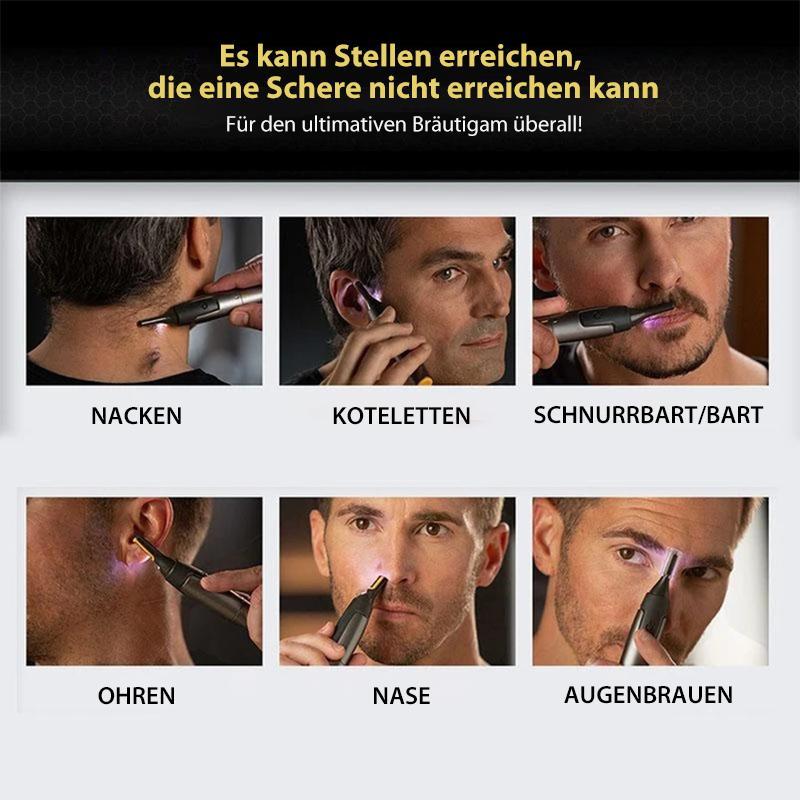 Nose Hair Trimmer with LED Light | Titanium Coated Stainless Steel Blades for Ears and Eyebrows | AA Battery Powered