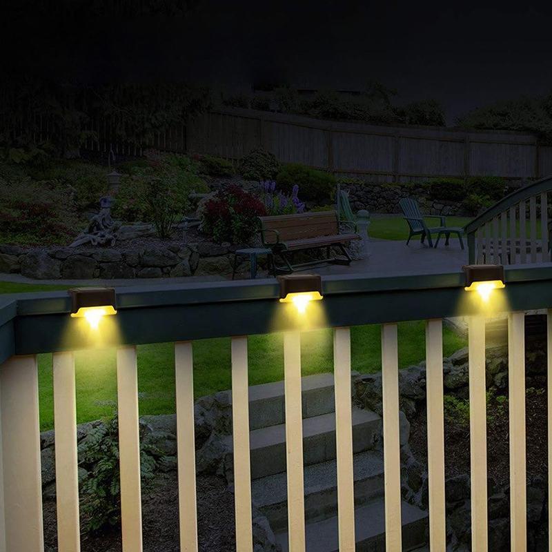 Solar Path Lights for Outdoor Steps and Fences, Set of 4 | No Switch, Charges in Daylight | Yellow, White or Multicolour