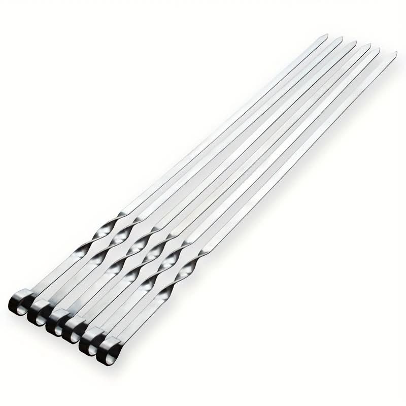 Long Handle BBQ Skewers Set of 6, 23.6 In | Durable Reusable Design | Heat-Safe Grilling Tool for Meat, Veggies & Kebabs