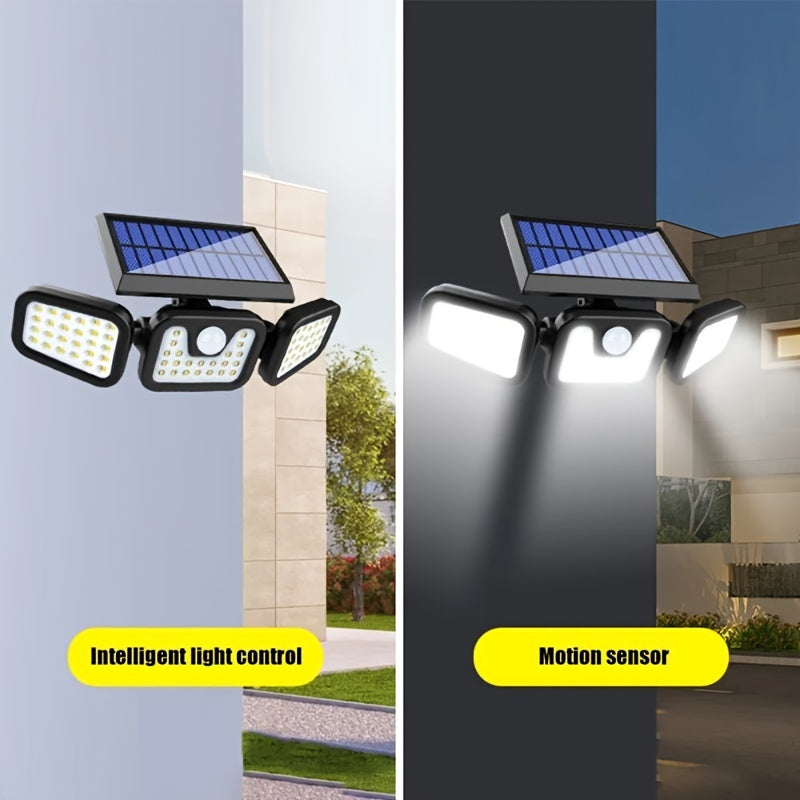 Solar motion light mounted on a fence post