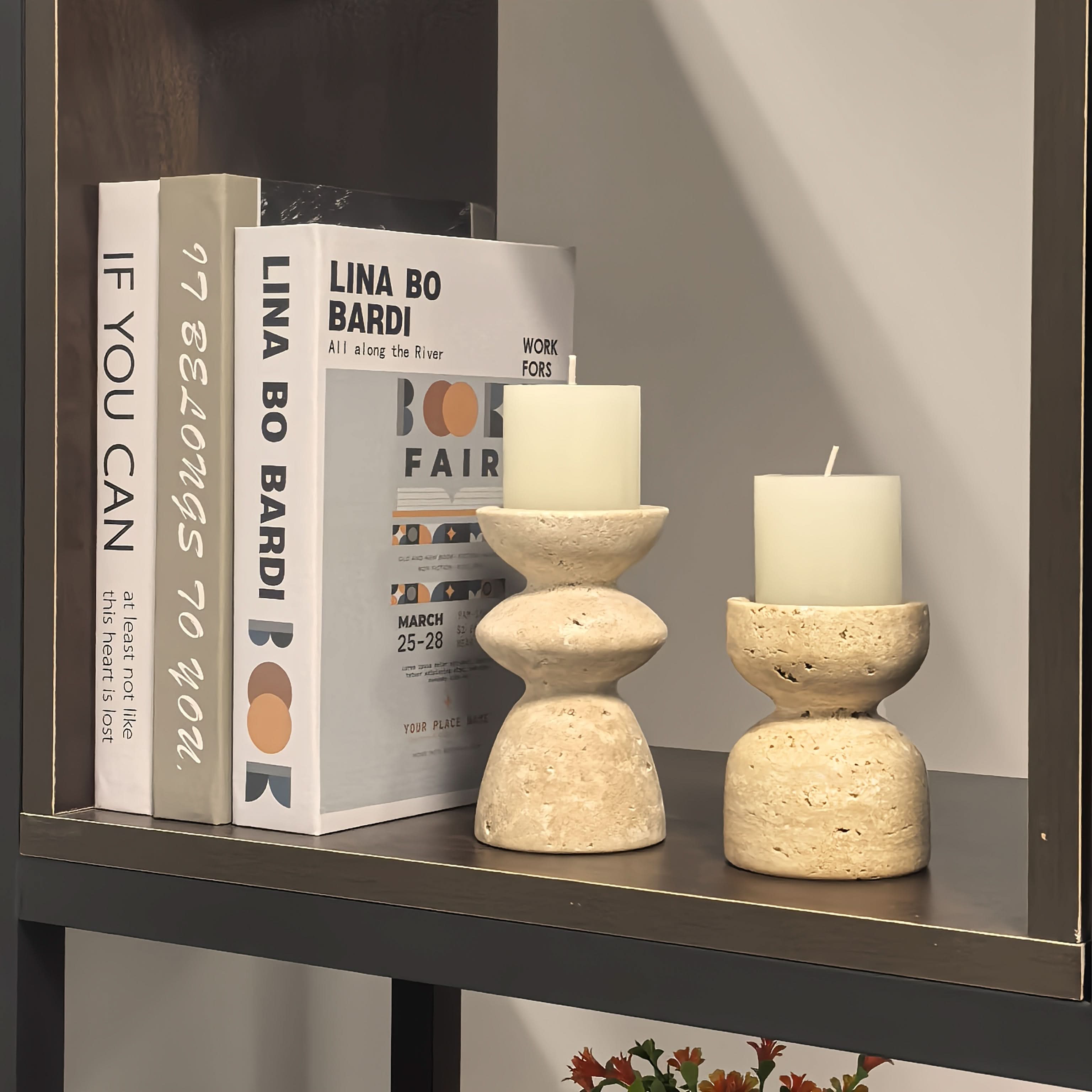 Natural Marble & Travertine Candle Holders | Small or Large | Polished Luxury Décor for Home, Weddings & Events