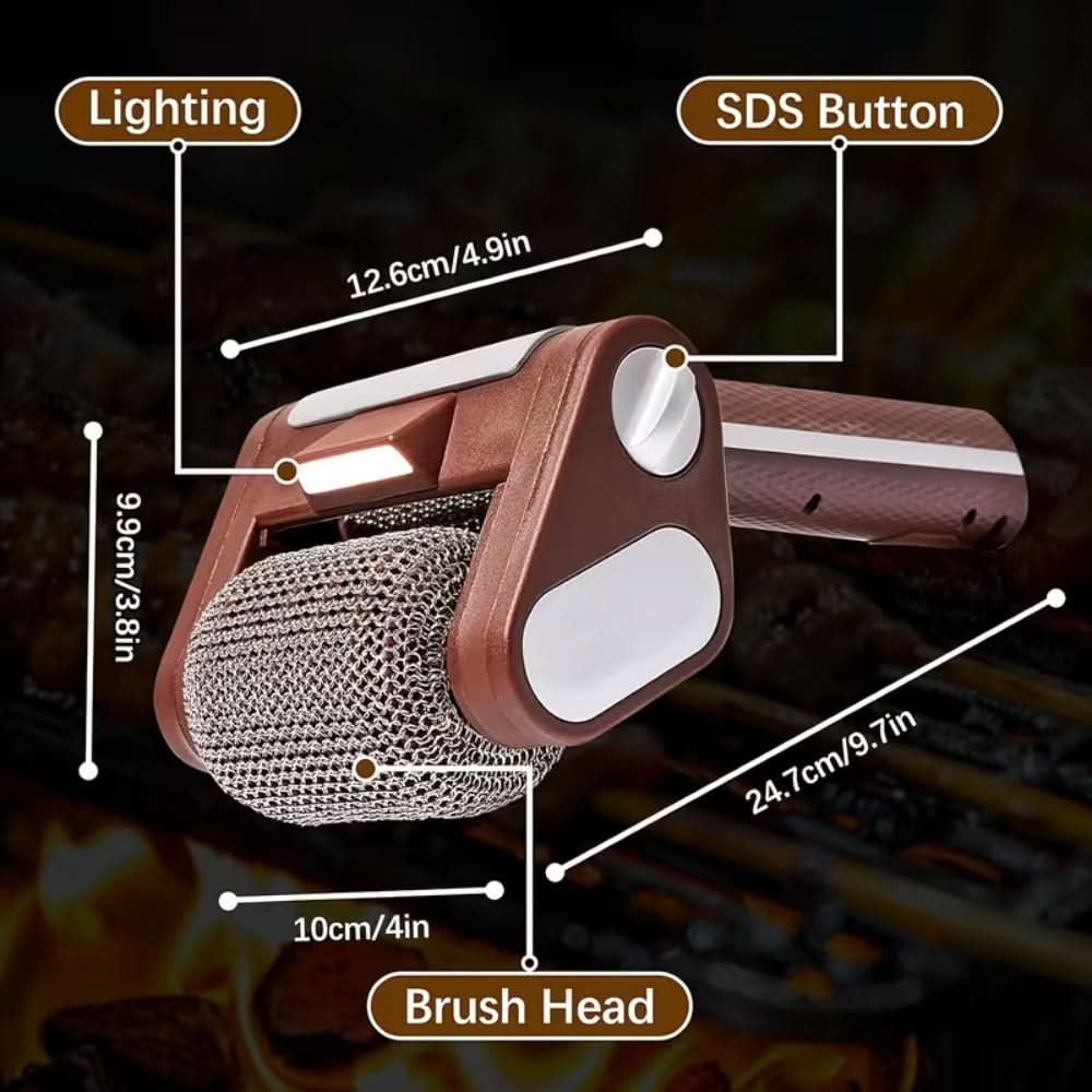 Electric BBQ Grill Cleaning Brush | Stainless Steel Roller, USB Rechargeable | Fast Residue Removal for Grates