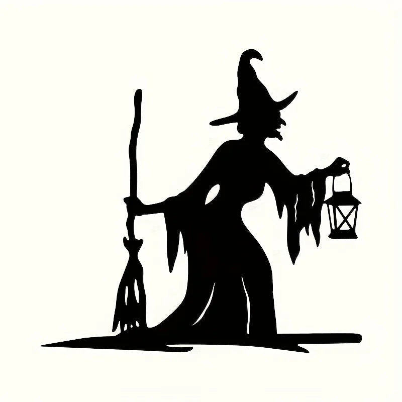 Halloween witch garden stake with tree branch detailing
