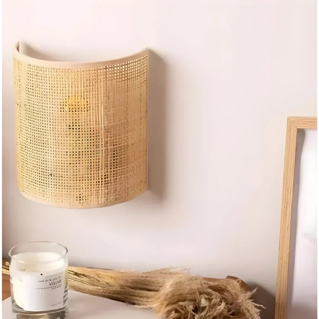 Rattan Wall Lamp Warm Light