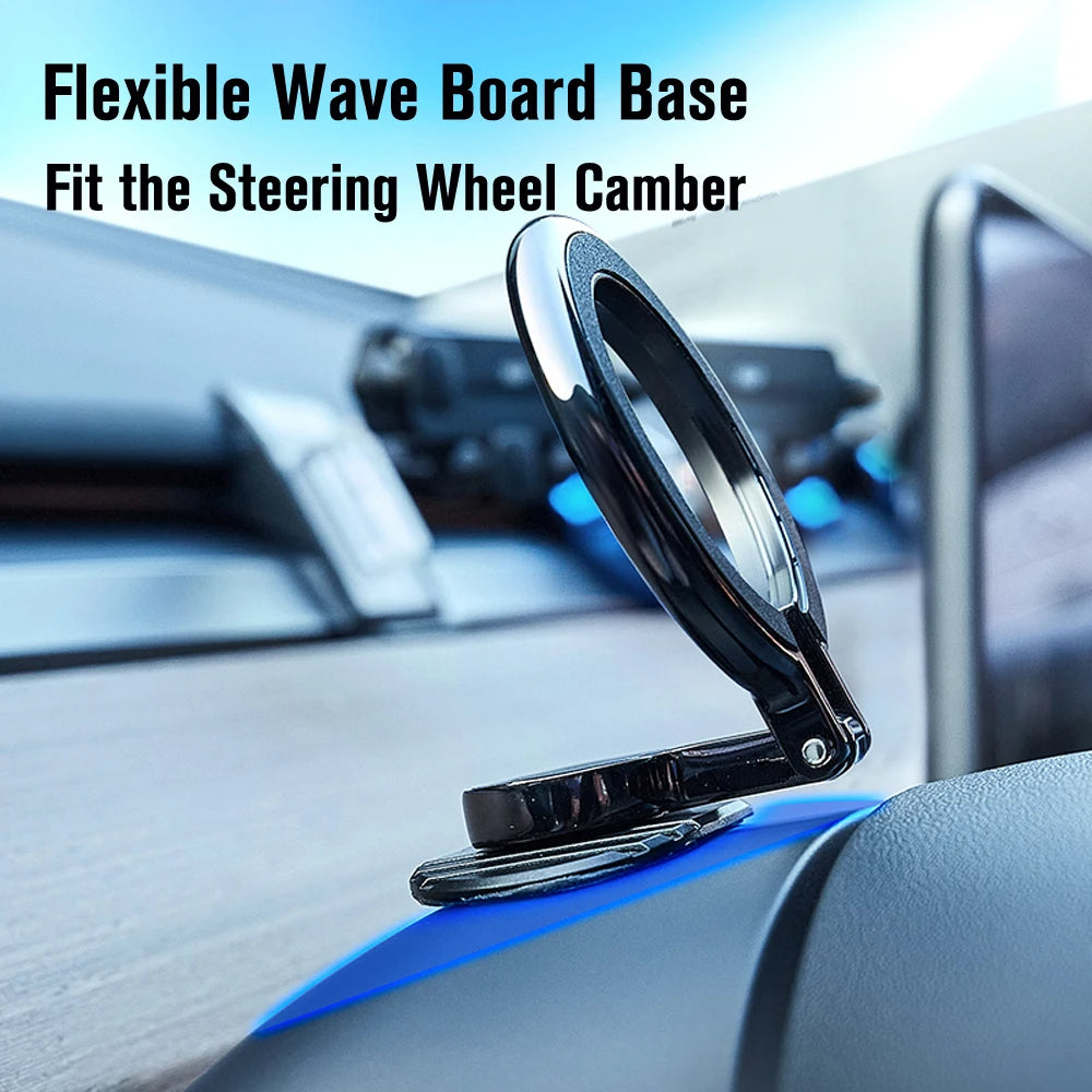Folding Magnetic Car Phone Mount with a Ring Grip | Fits iPhone 12 and Newer Without a Metal Plate | 360 Degree Rotation