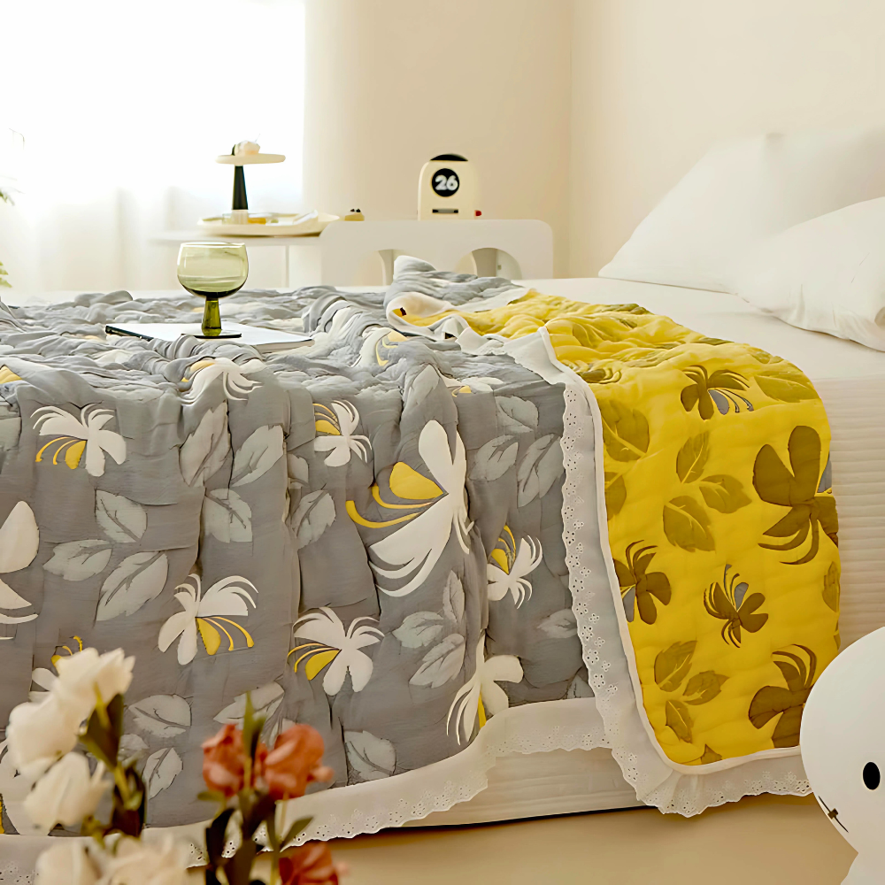 Fiber Floral Summer Blanket Quilt