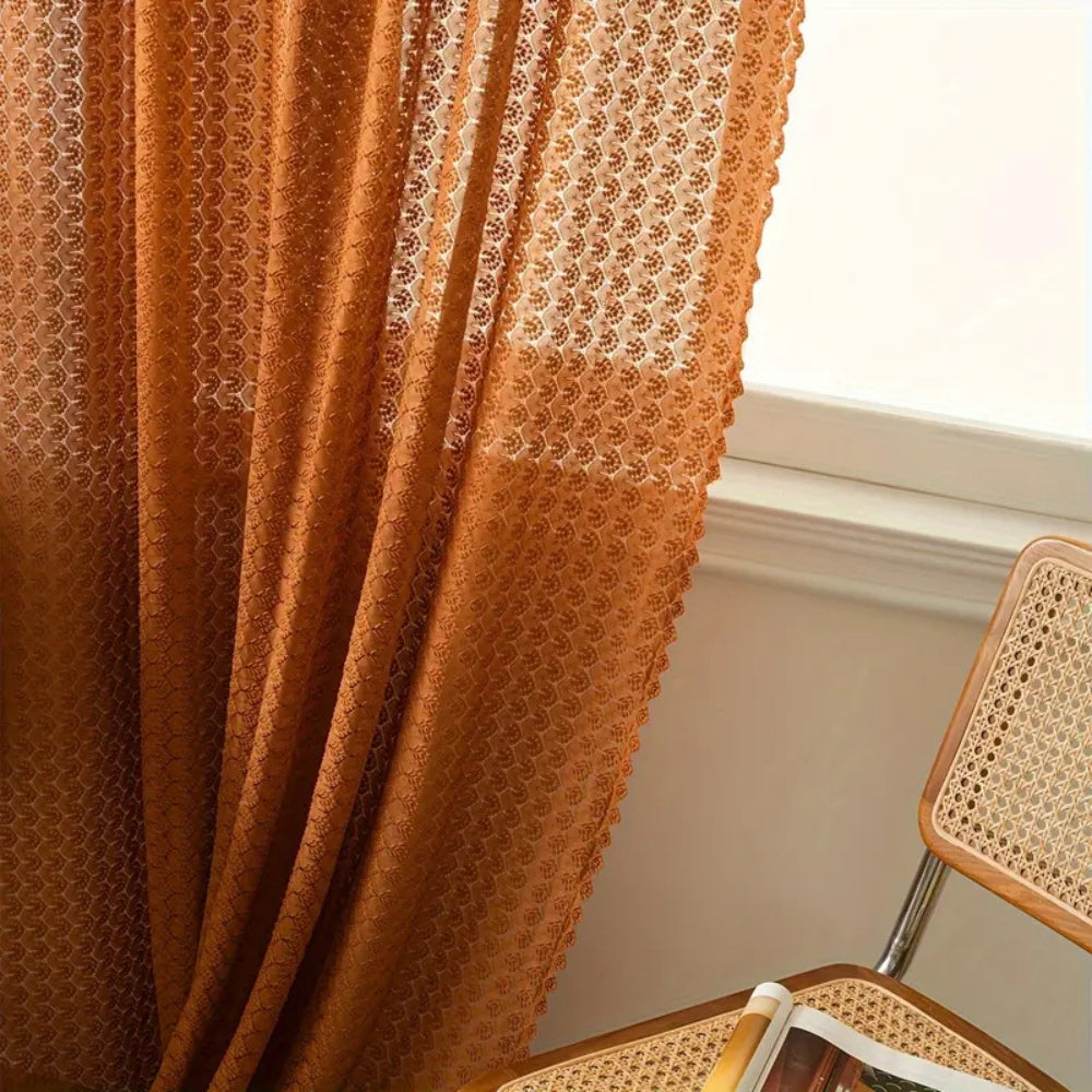 Boho Crochet Curtain Semi Sheer Curtain