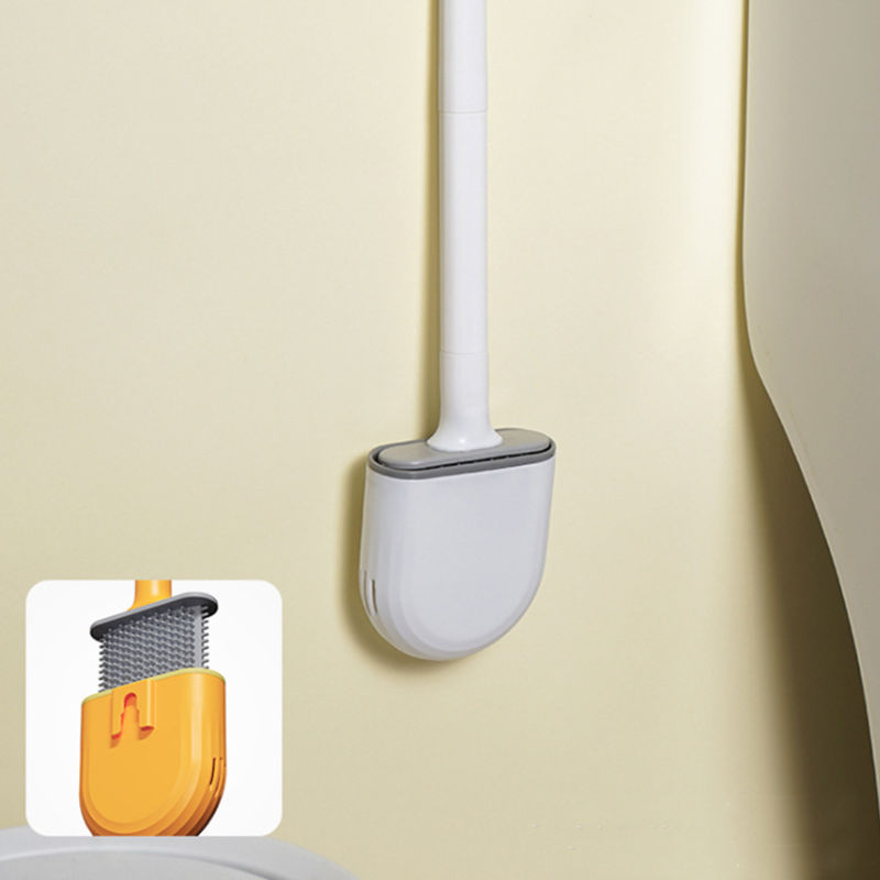 Toilet Brush with a Flexible TPR Head and Wall Mounted Holder | Non Slip Handle, Vented Stand for Quick Drying | Four Colors