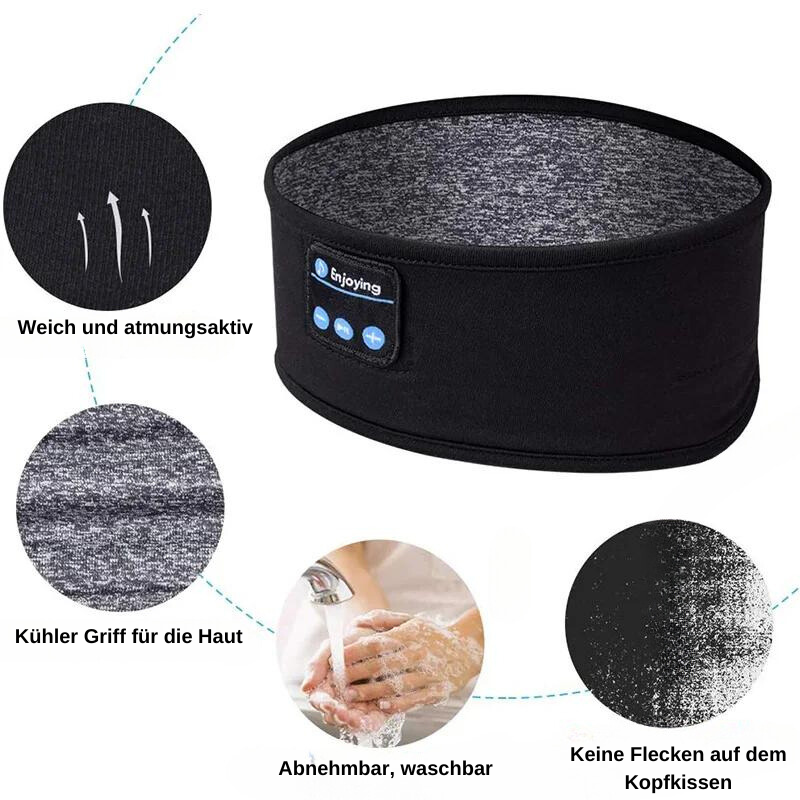 Wireless Bluetooth Sleep Headband with Flat Removable Speakers | Washable Band That Blocks Light | Good Headphones for Gym