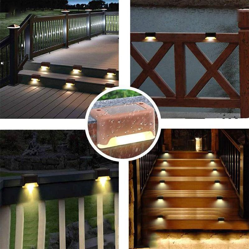 Solar Path Lights for Outdoor Steps and Fences, Set of 4 | No Switch, Charges in Daylight | Yellow, White or Multicolour