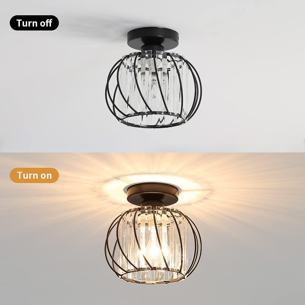 Nordic Glass Ceiling Light | Available in Black, Gold, or Silver | Minimal Design for Hallways and Living Spaces
