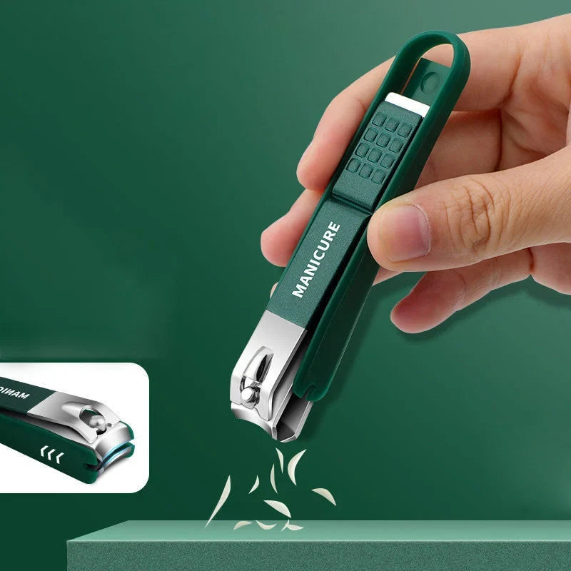 Stainless Steel Nail Clippers, Four Piece Set | Three Sizes at 88, 60 and 56 mm Plus a File | Anti-Splash Catch, Non-Slip Grip