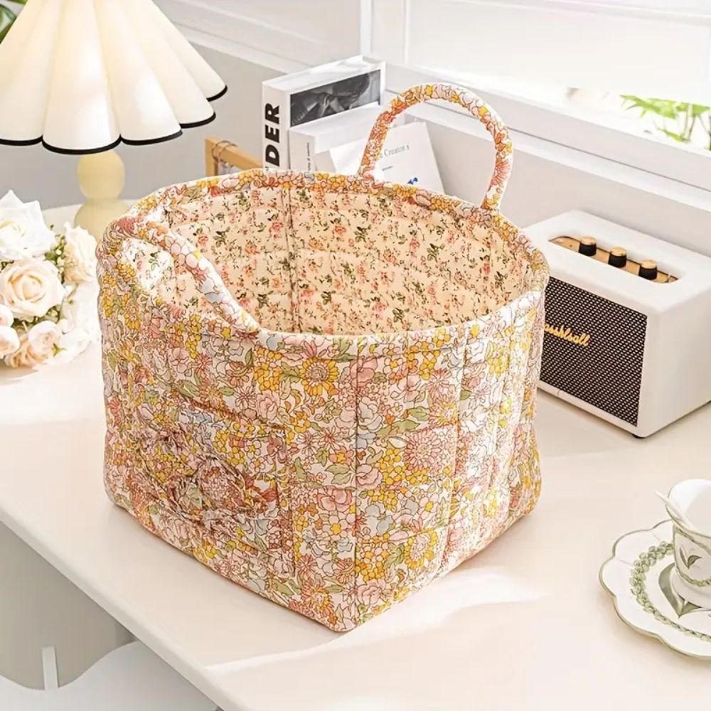 Floral Canvas Storage Basket