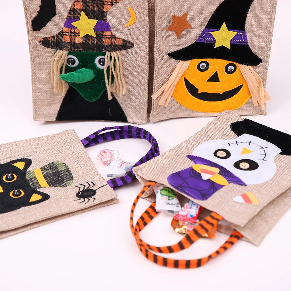 Halloween treat bag filled with candy and small toys