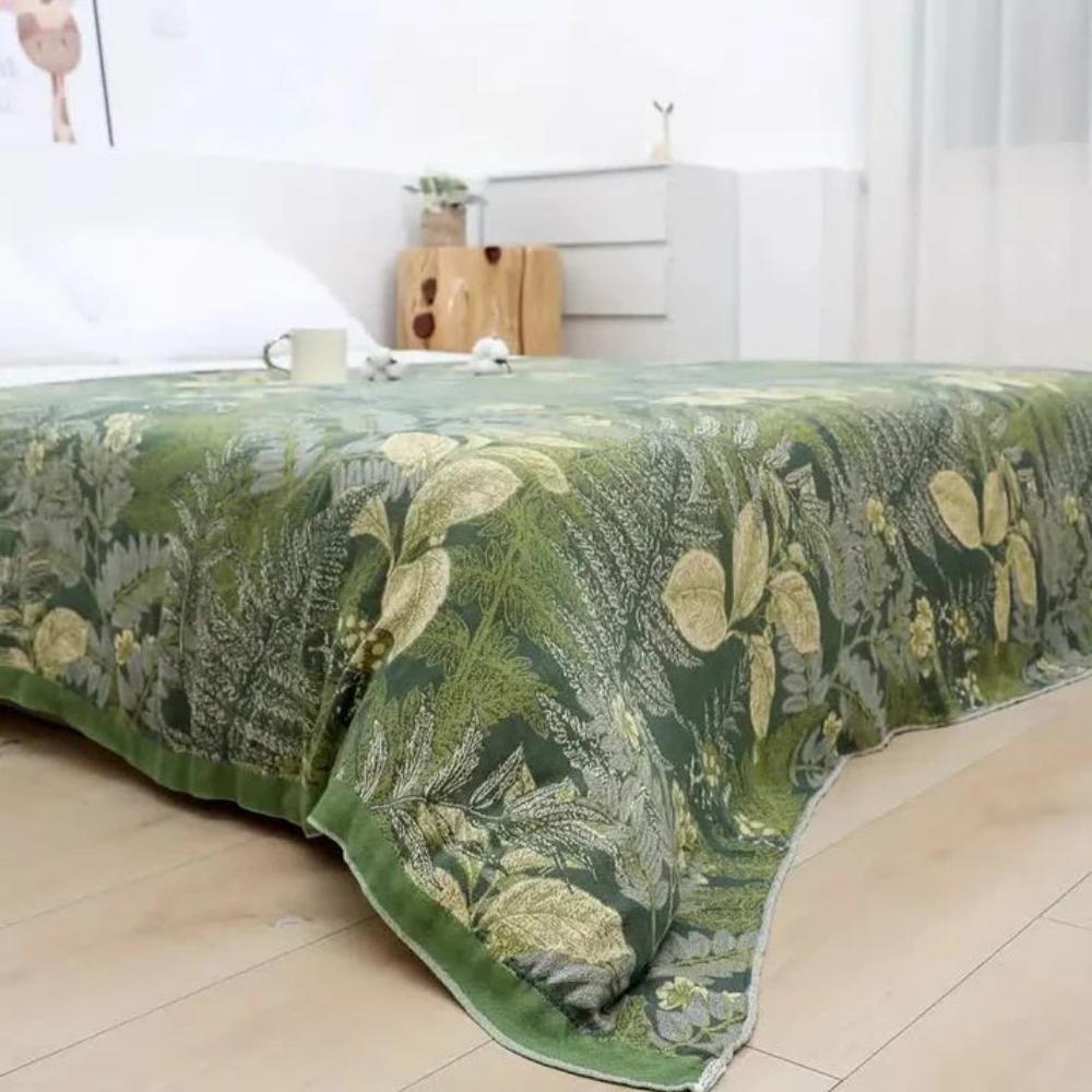 Bamboo Fiber Cooling Quilt Leaf Pattern Blanket