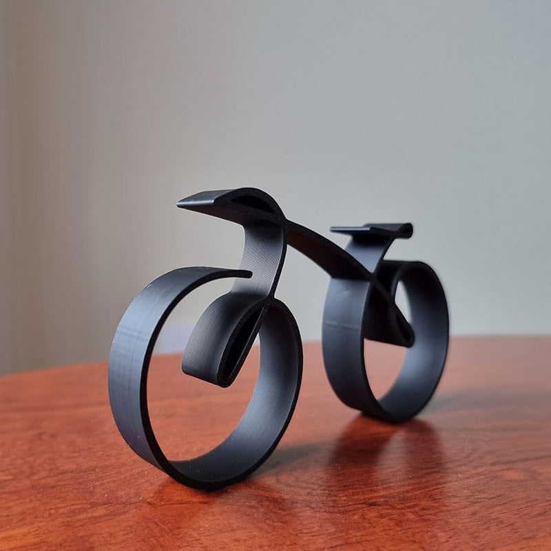 Bicycle Sculpture in Black Iron | Wire Frame Metal Art for a Desk or Shelf | 20 cm Gift for Cycling Fans