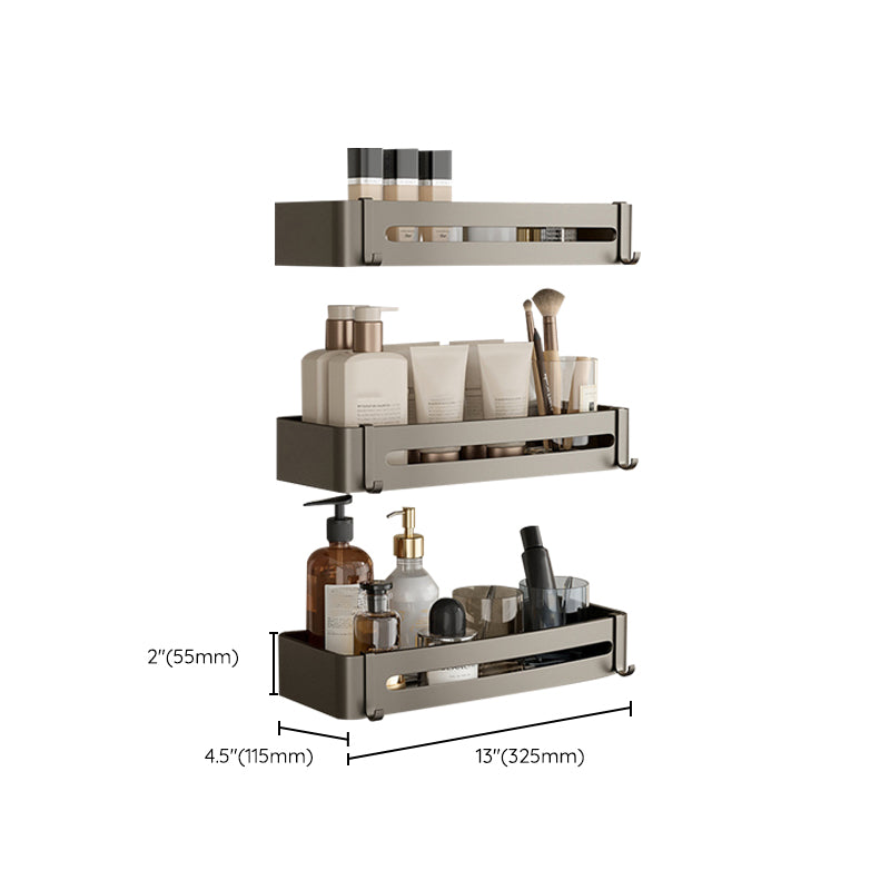 Aluminum Shelves for Bathroom Wall in Gray | Square or Corner Shapes, Some with a Towel Rail | Sold Singly or in Sets of Two and Three