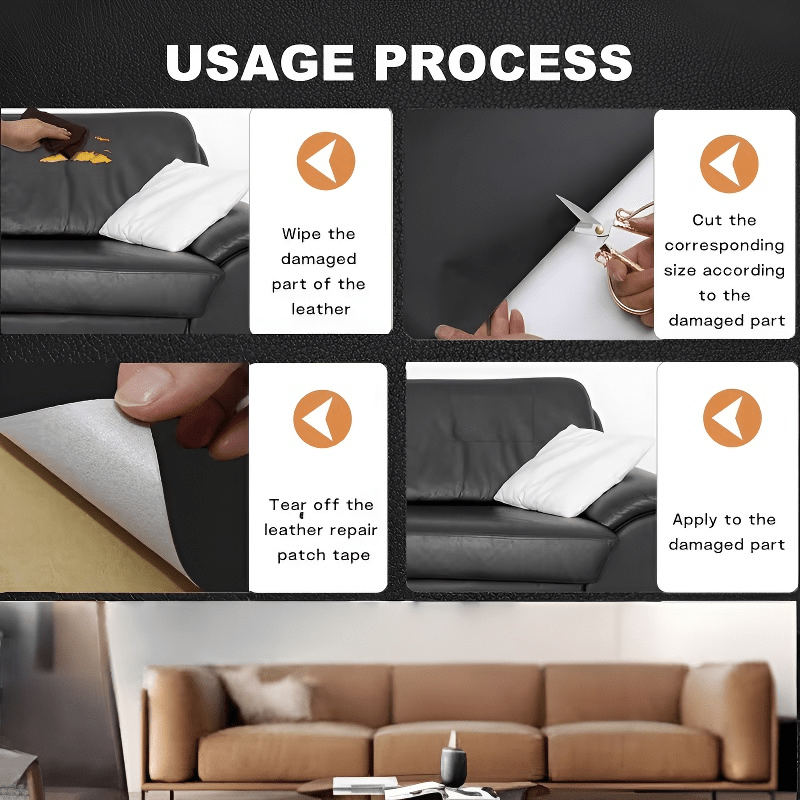 Tear-Resistant Leather Repair Patches | 8 Colors, 3 Sizes | Peel-and-Stick Fix for Sofas, Car Seats, Bags & Furniture