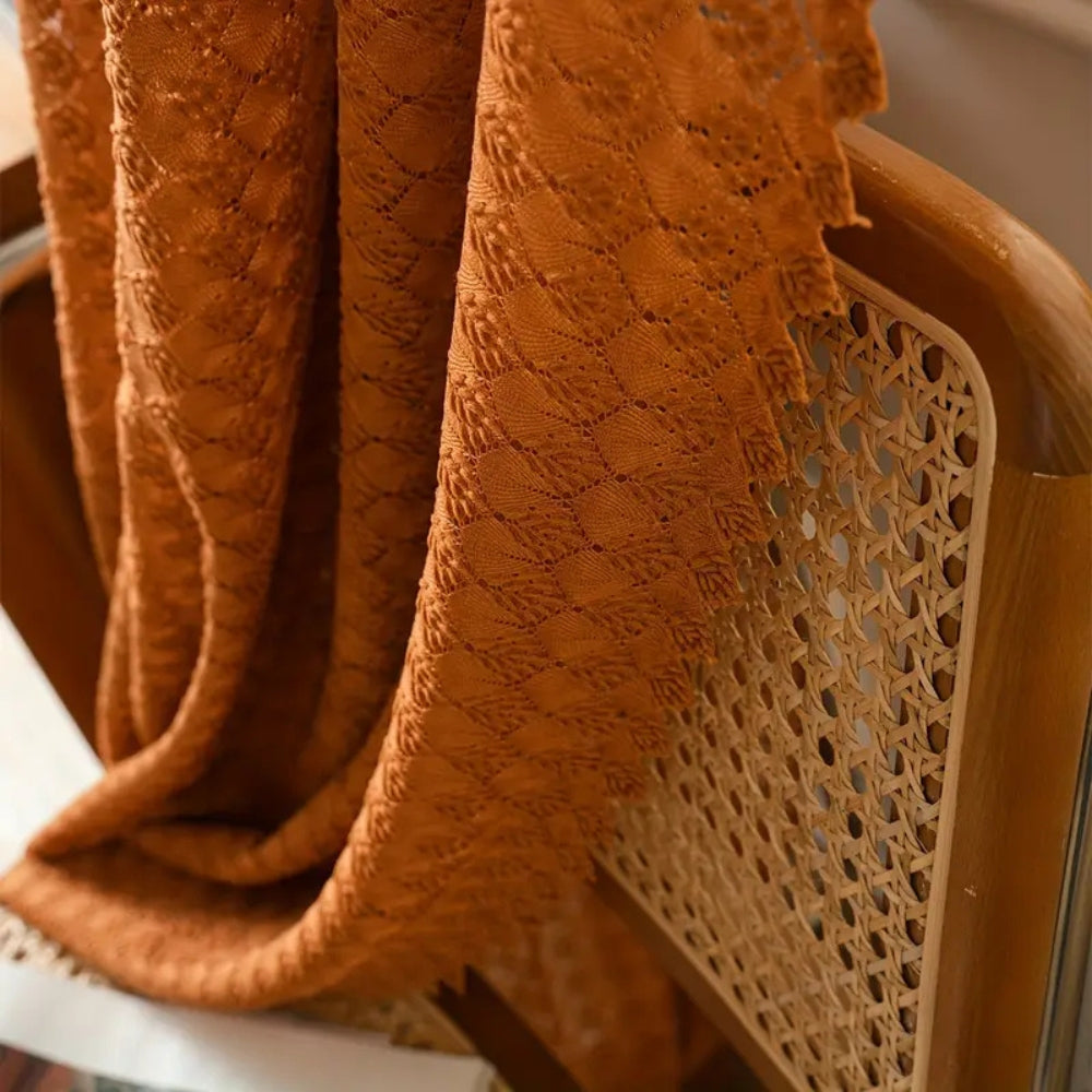Boho Crochet Curtain Semi Sheer Curtain