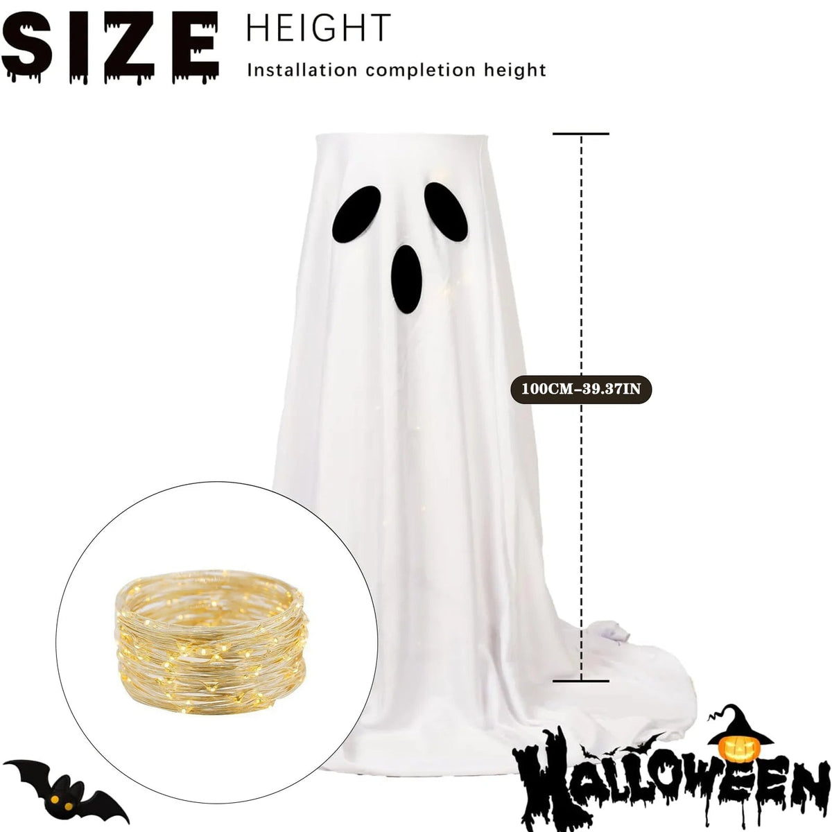 39 inch tall fabric ghost candy bowl stand for Halloween parties