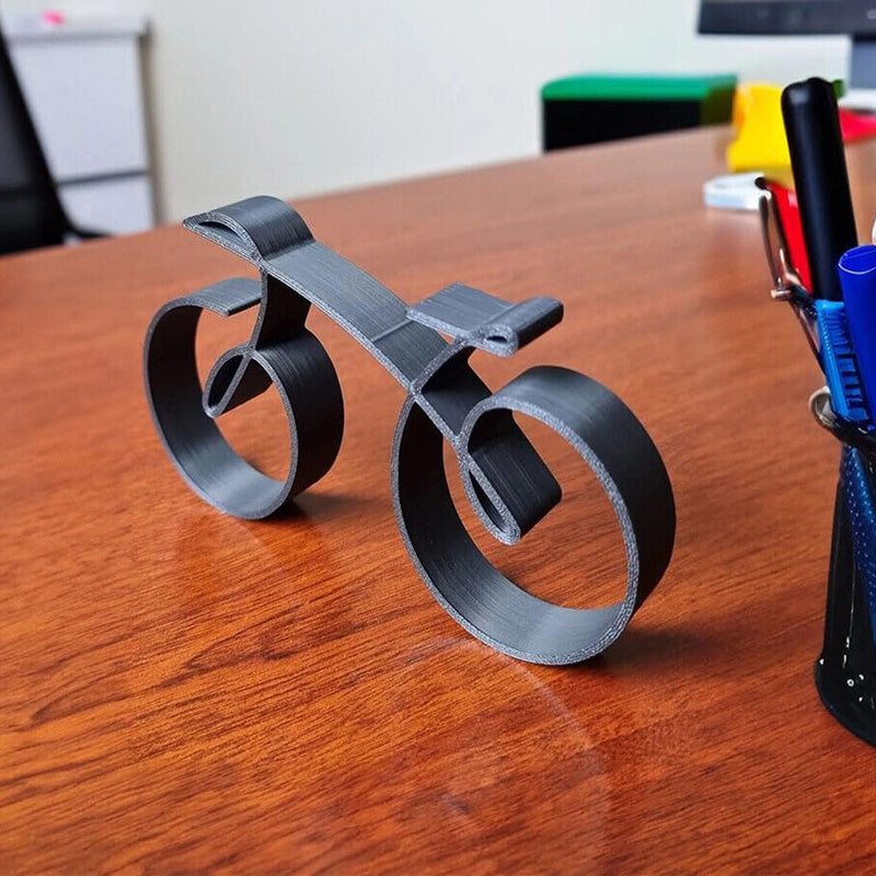 Bicycle Sculpture in Black Iron | Wire Frame Metal Art for a Desk or Shelf | 20 cm Gift for Cycling Fans