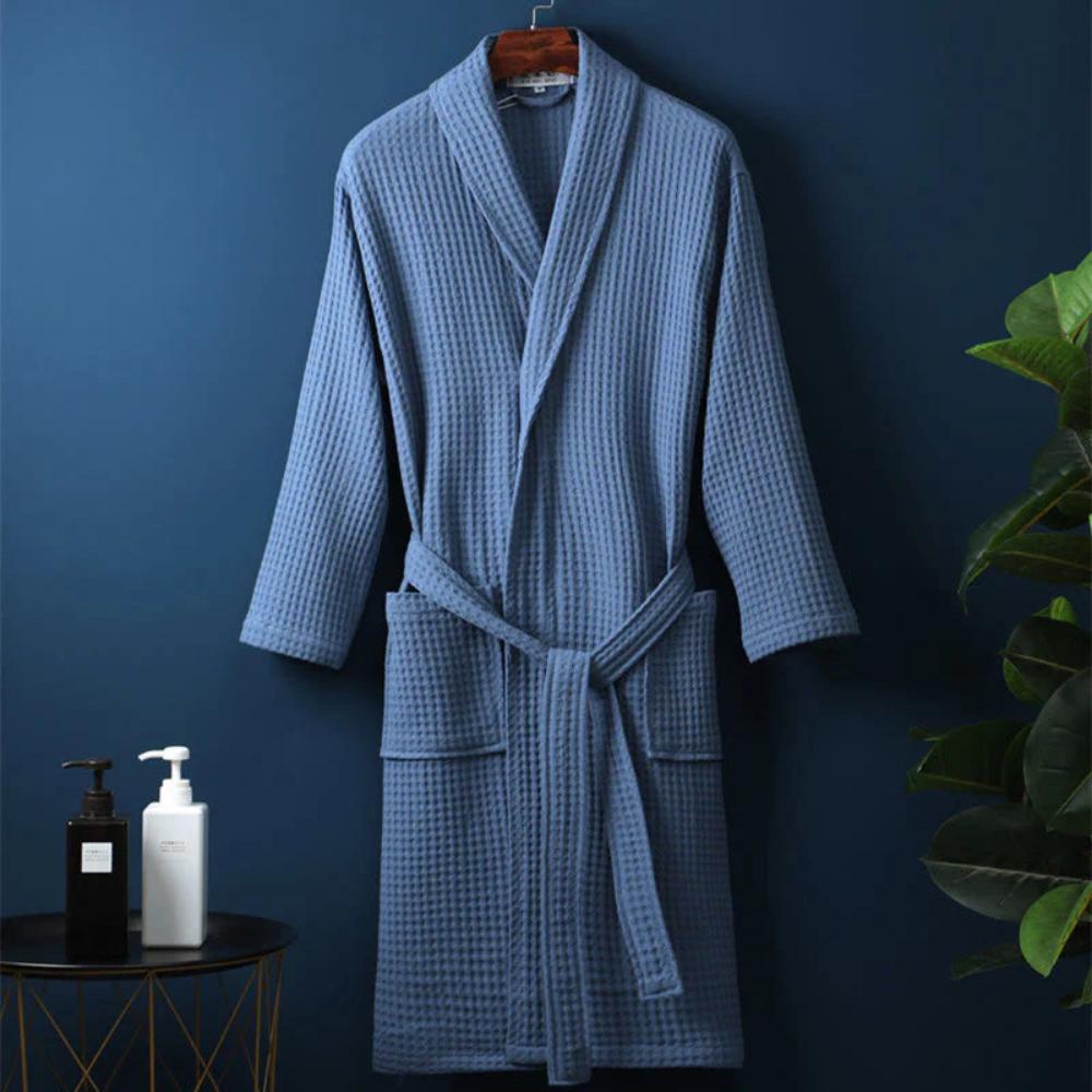Waffle Bathrobe with V Neck