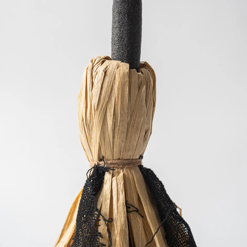 Animated Halloween Witch Broom | 27.6 In Prop That Crawls And Shakes | Voice Activated With Red LED And Sound