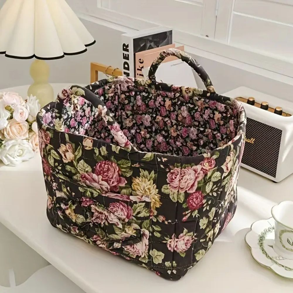 Floral Canvas Storage Basket