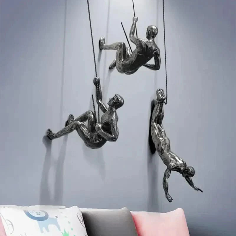 Climbing Man Wall Sculpture Set