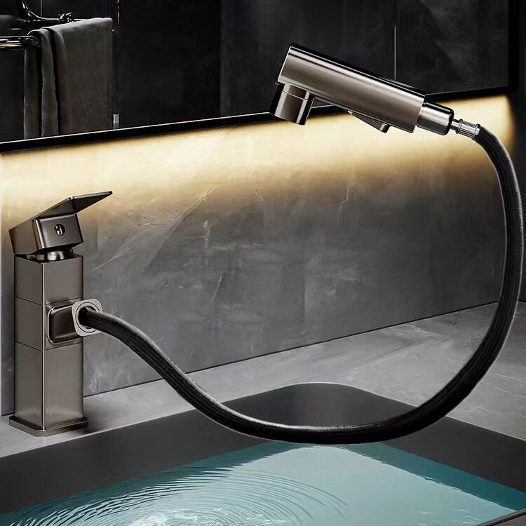Bathroom Faucet with a Pull Out Spray Head and Swivel Spout | Single Lever Mixer in Gray, Black or White | Four Designs