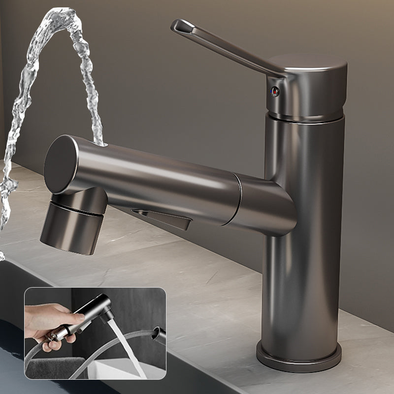 Bathroom Faucet with a Pull Out Spray Head and Swivel Spout | Single Lever Mixer in Gray, Black or White | Four Designs