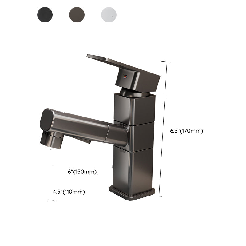 Bathroom Faucet with a Pull Out Spray Head and Swivel Spout | Single Lever Mixer in Gray, Black or White | Four Designs