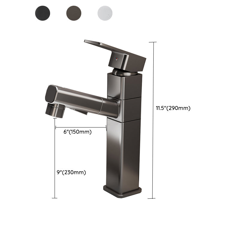 Bathroom Faucet with a Pull Out Spray Head and Swivel Spout | Single Lever Mixer in Gray, Black or White | Four Designs