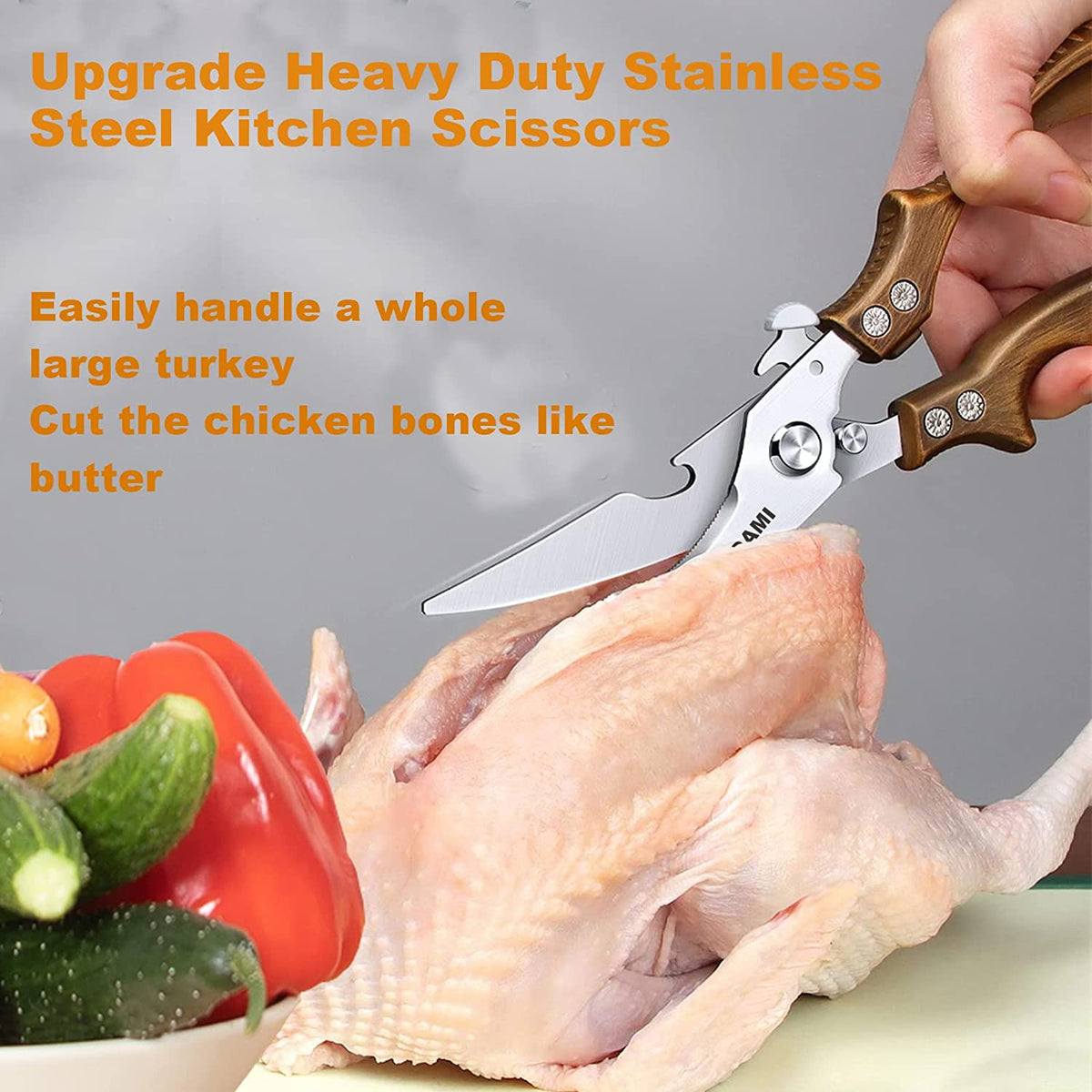 Poultry and Meat Shears 2 Pack | Kitchen Tool Set Stainless Steel with Micro Serrated Blades | Dishwasher Safe, Bottle Opener Back