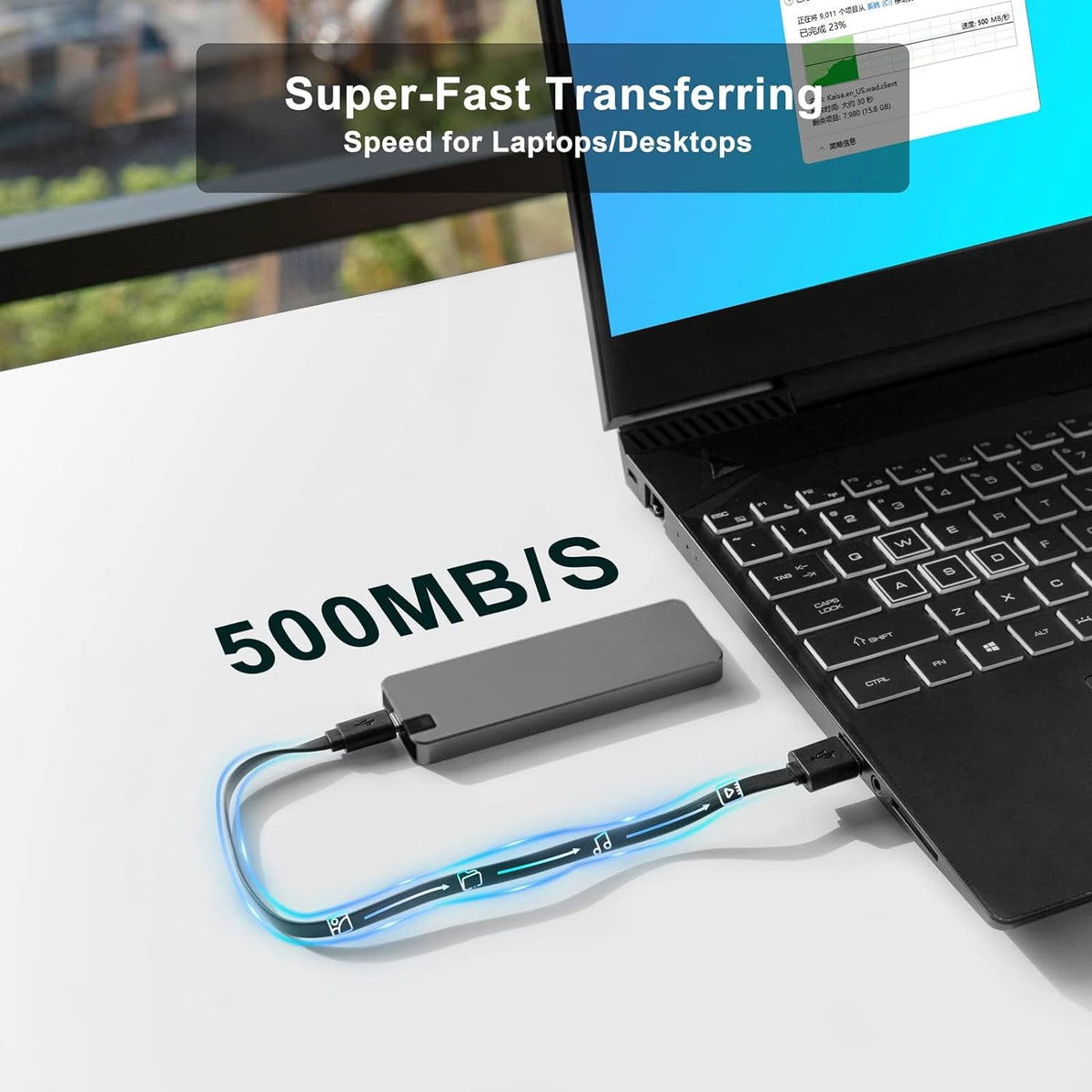 64 GB SSD External Hard Drive with USB C | Transfers Up to 500 MB per Second | Metal Case in Grey, Red or Blue